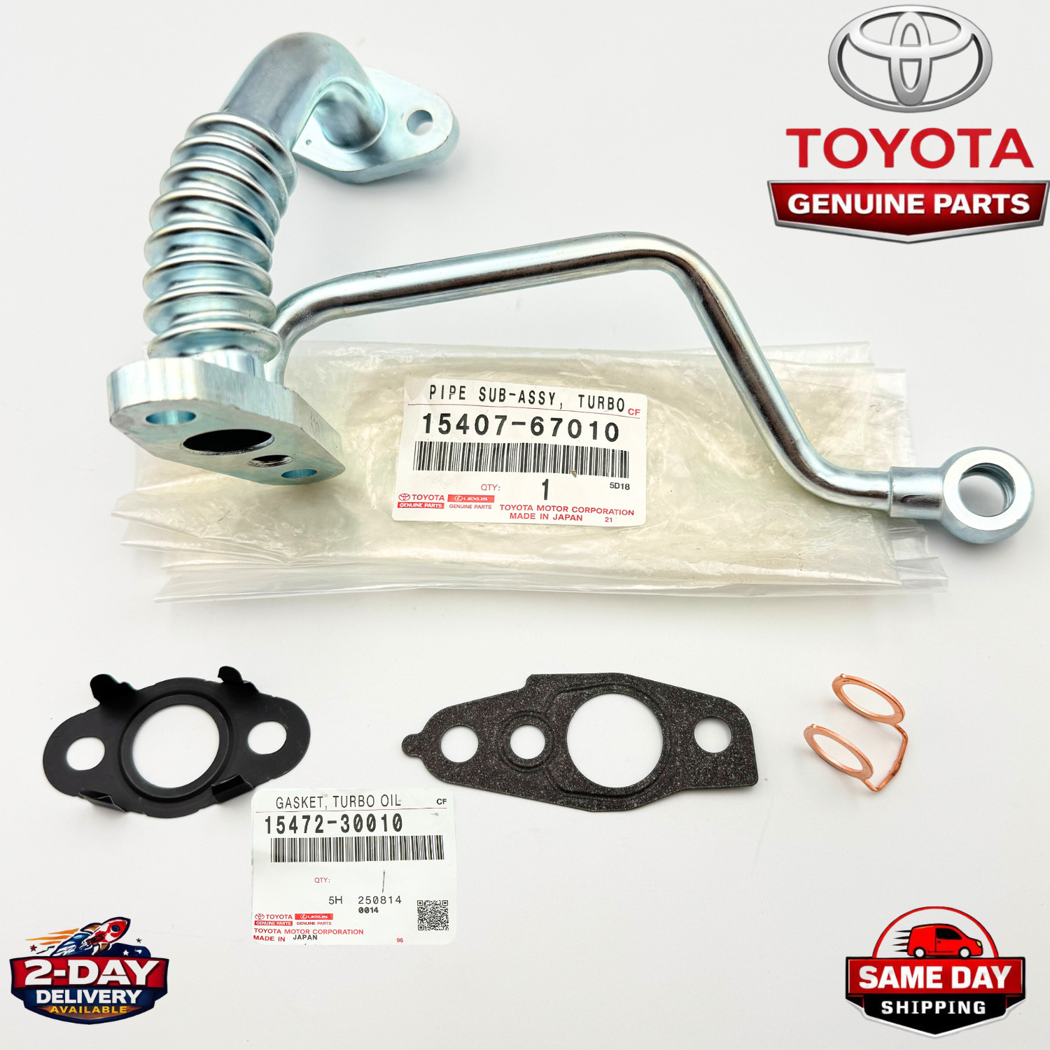 TOYOTA GENUINE 15407-67010 PIPE SUB-ASSY, TURBO OIL INLET OEM 15472-30010