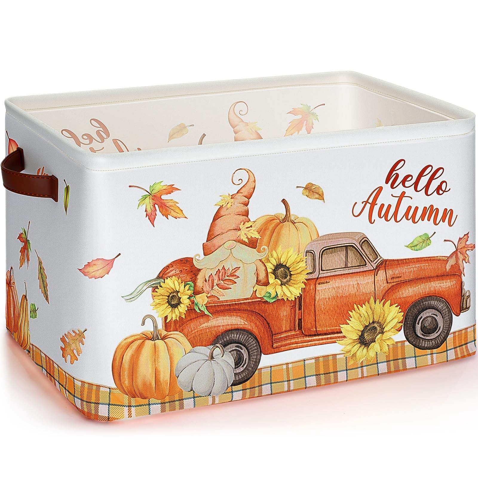 Seeloowy Fall Truck Basket Hello Autumn Thanksgiving Basket for Gifts Empty F...