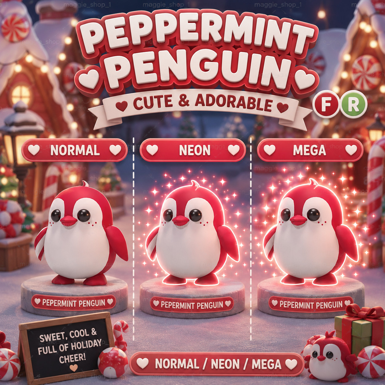 Peppermint Penguin FR Normal/Neon /Mega ✨ Adopt From Me Today ✨ Top Picks