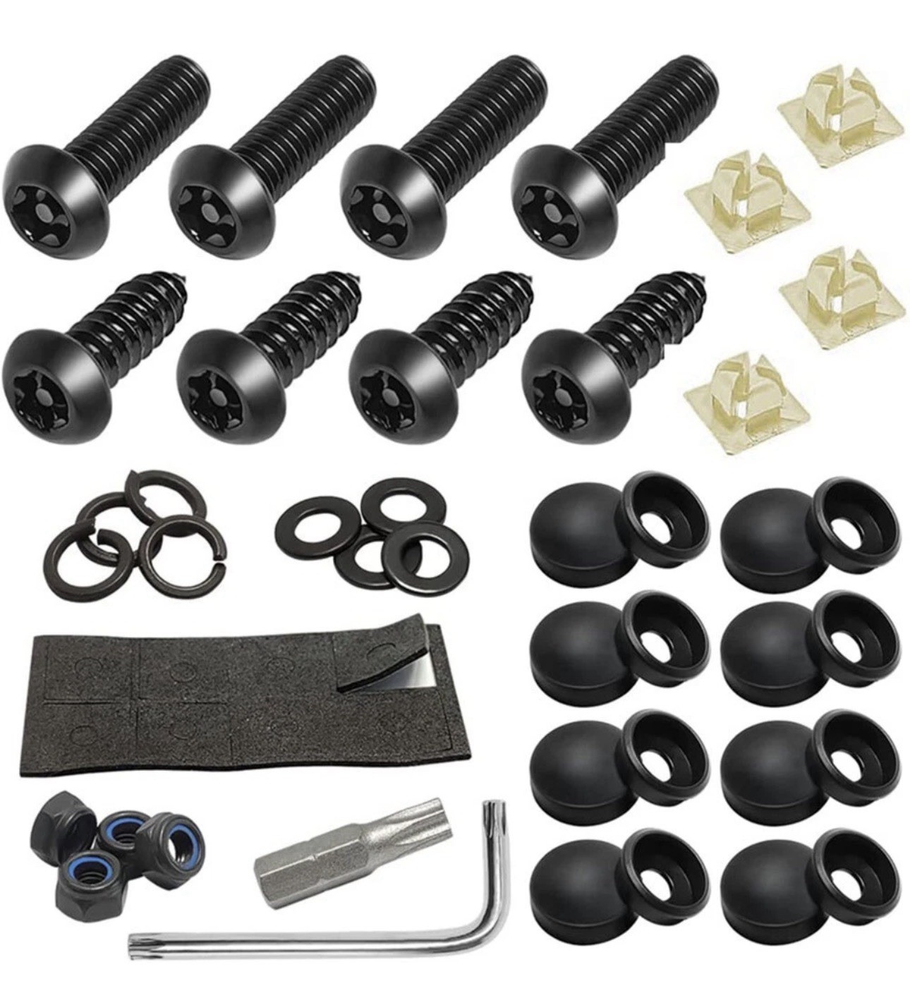 42X Anti Theft License Plate Screws Stainless Steel Bolts Caps Car Fasteners Kit