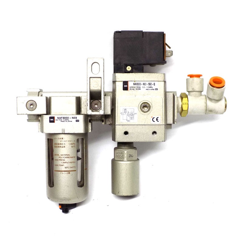 SMC NAV3000-N03-5DZ-Q Filter Regulator & NAF3000-N03 150PSI Modular Filter