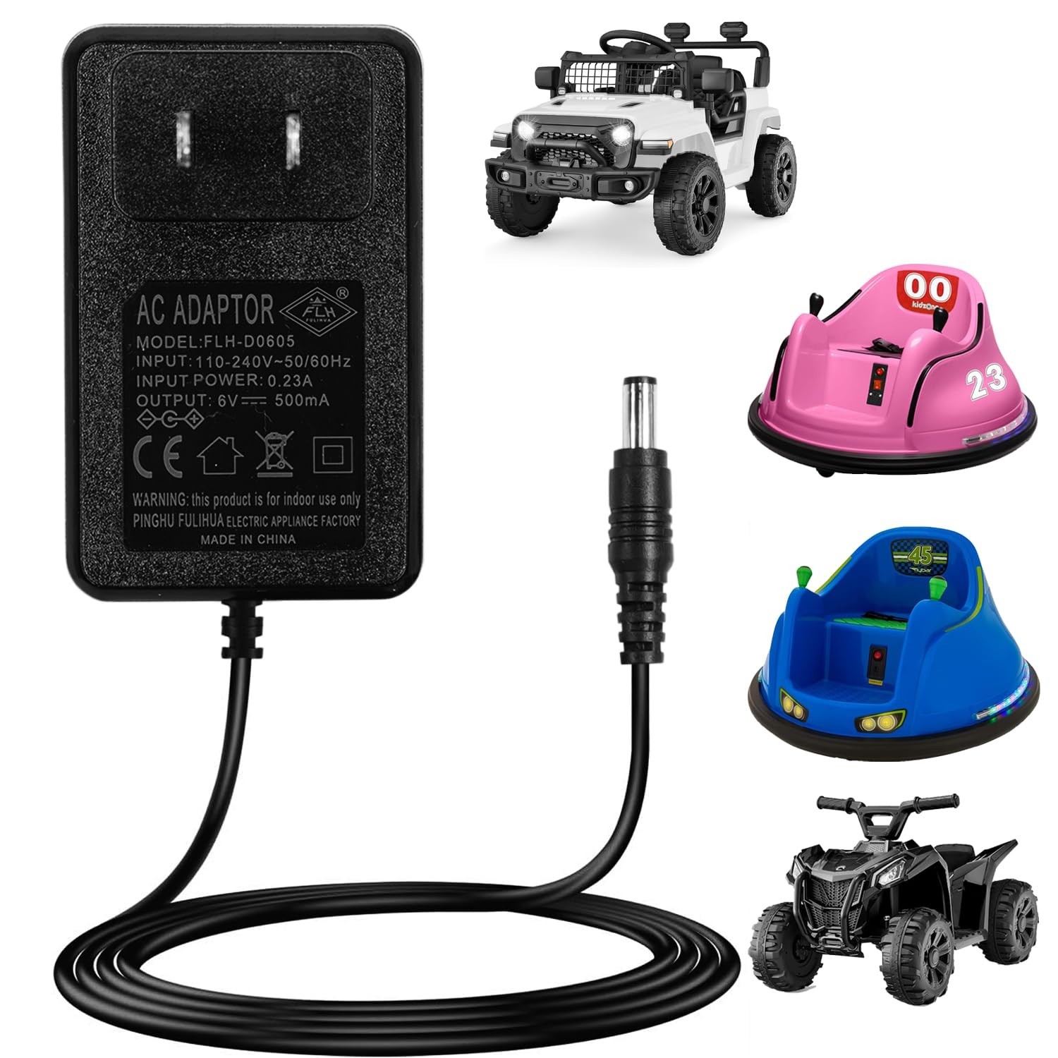 6V Charger for Ride On Toys, Bumper Cars & Electric Vehicles - Compatible wit...