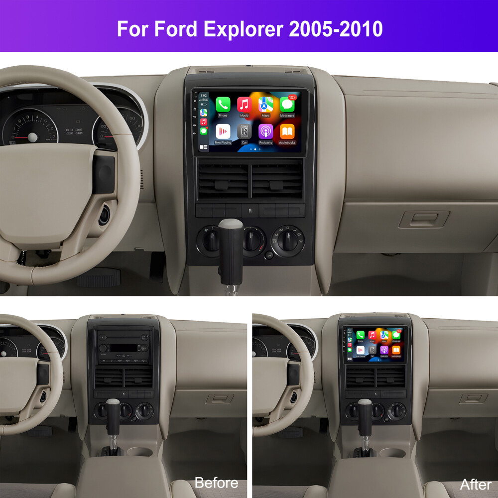 For 2006-2010 Ford Explorer Apple Carplay Car Stereo Radio GPS Android 15 2+64GB
