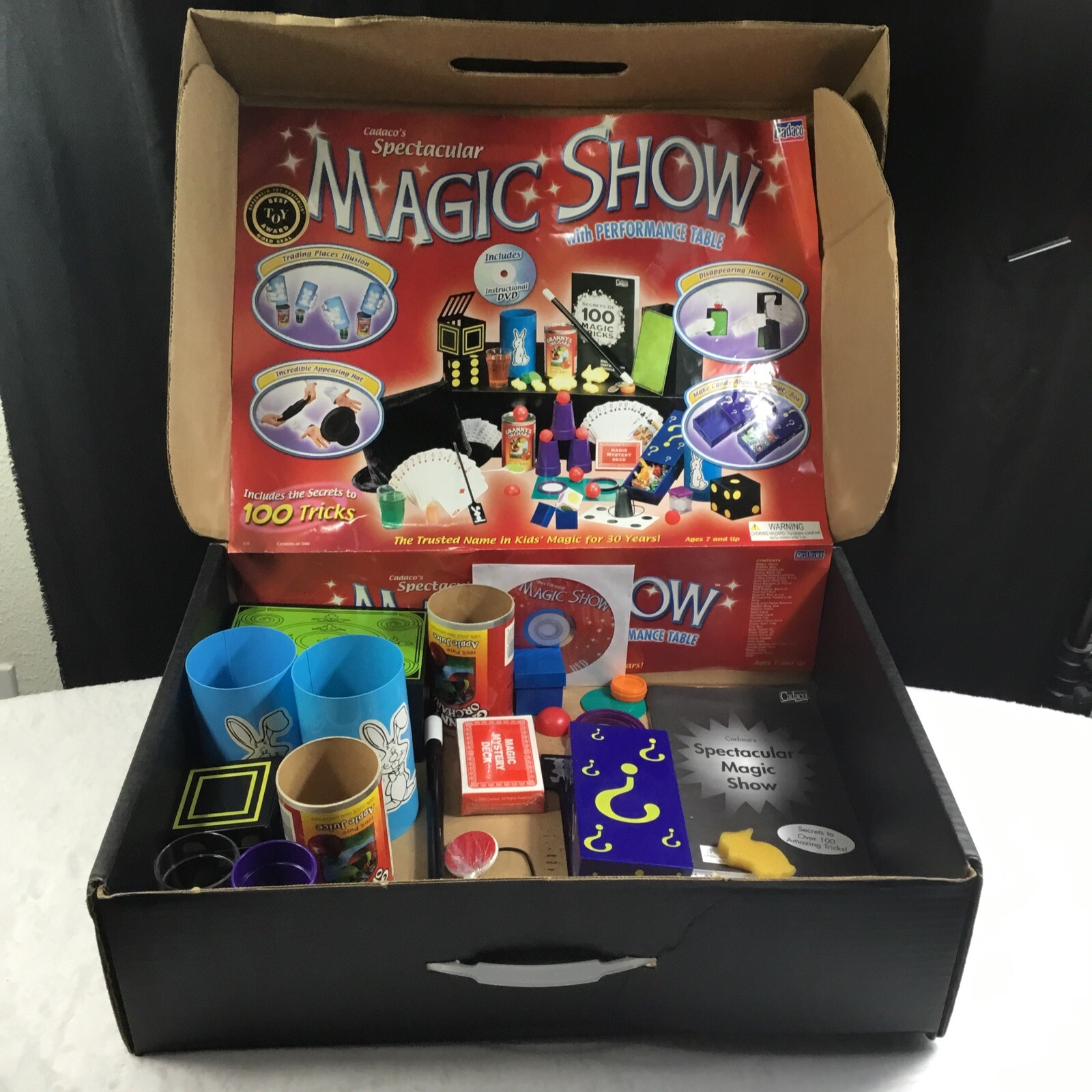 Cadaco’s Spectacular  Magic Show Kit w/DVD & Accessories Secrets To 100 Tricks.