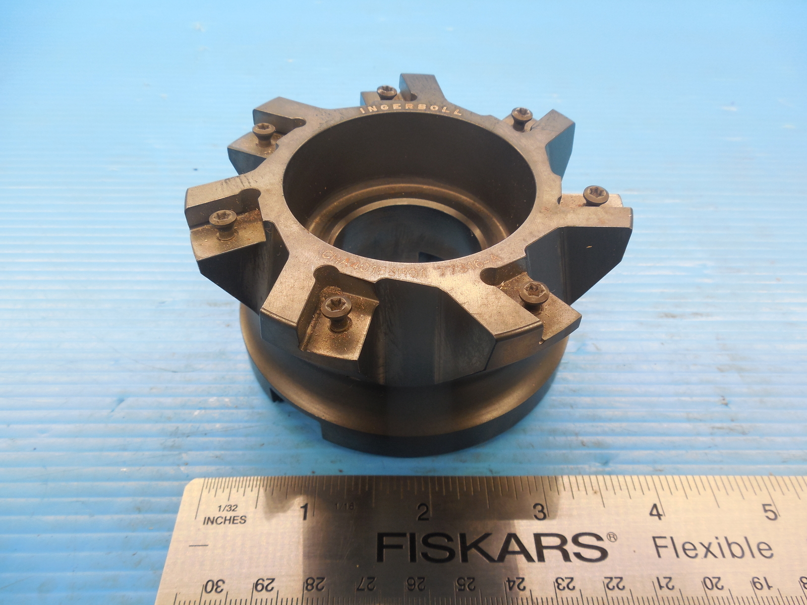 INGERSOLL CHA 40158 R01 77316-A 4" FACE MILL 7 INSERT POCKETS 1 1/2 PILOT HOLE