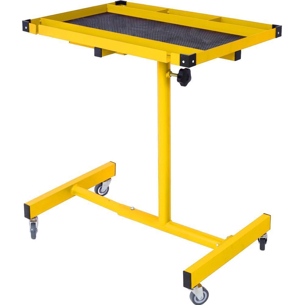 Adjustable Work Table w/Drawer Four 2.5" Swivel Casters and Rubber Bumper Corner
