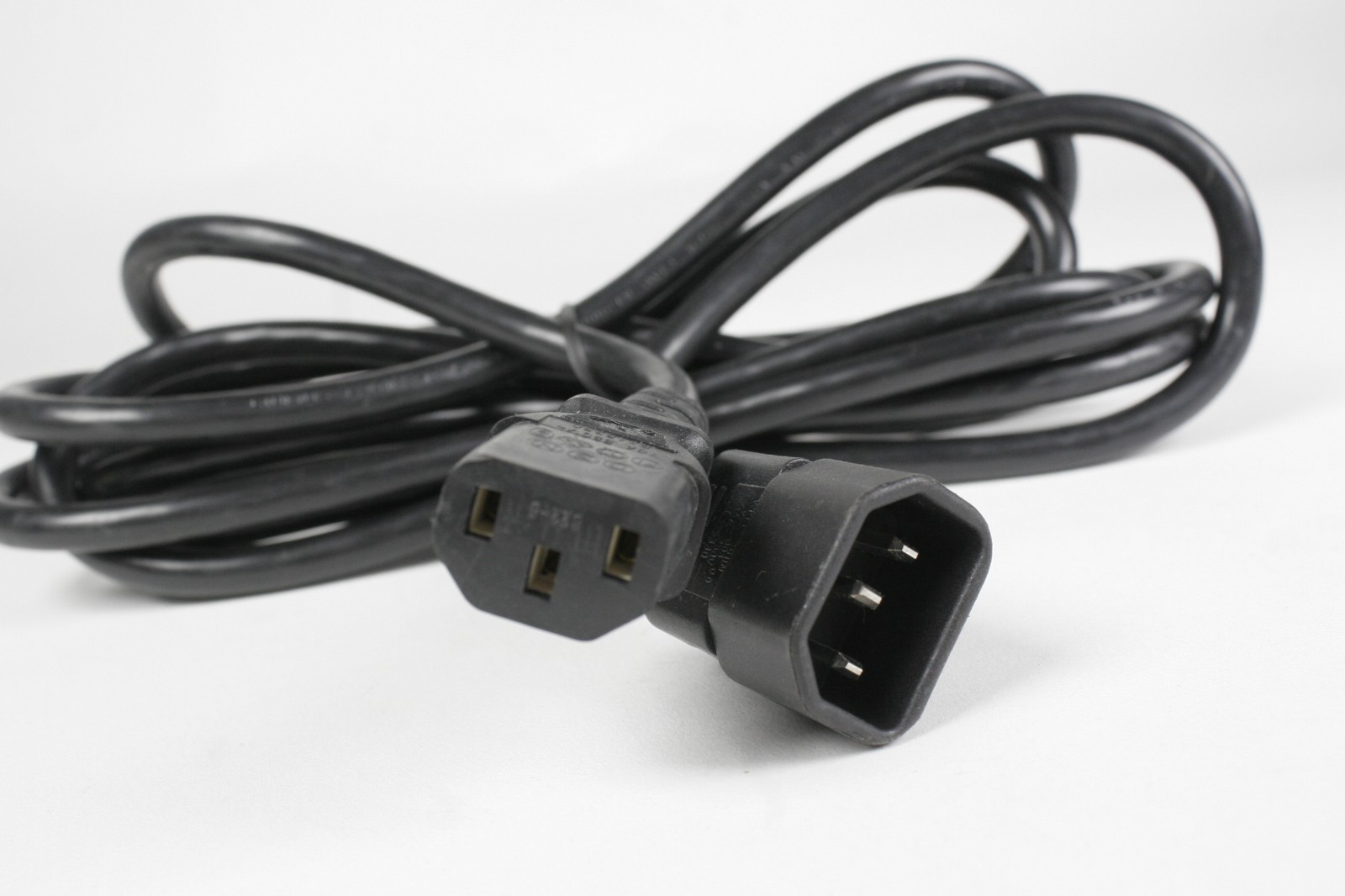 10' ft 18/3 18AWG 3C power cable C13 straight to C14 straight black