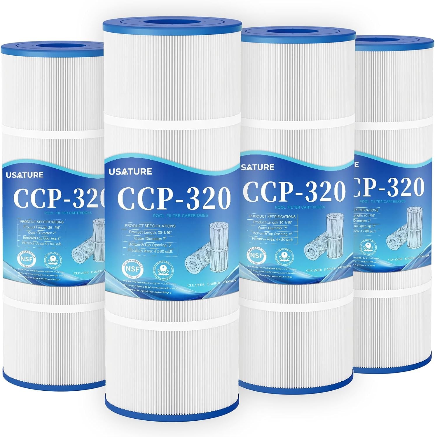 CCP320 Pool Filter Cartridges, Replacement for Pentair 320, PCC80, 4 Pack