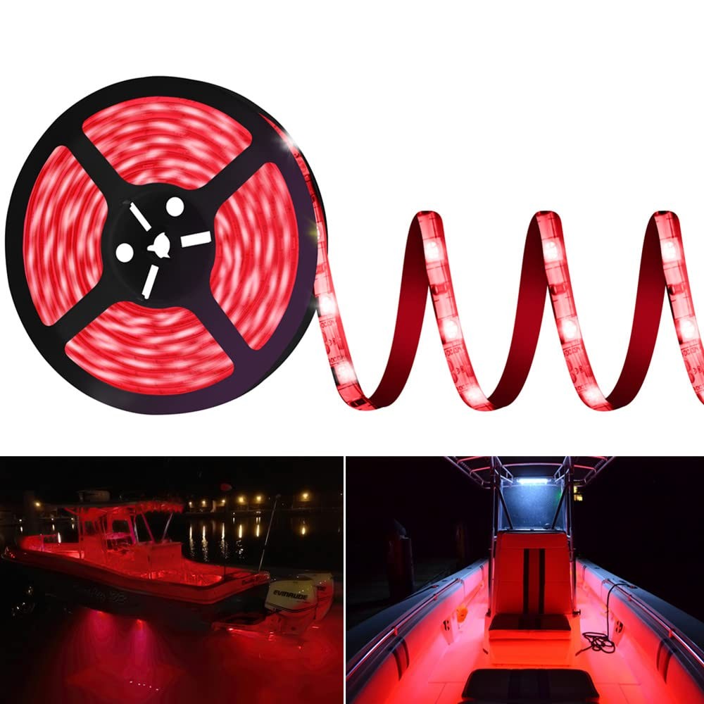 Pontoon LED Boat Lights 20 Ft Marine Strip Waterproof Interior Deck Fishing Red