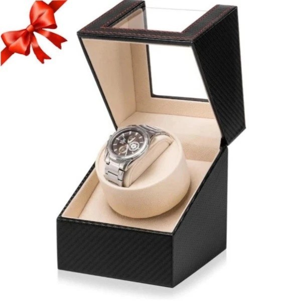 Automatic Rotation Single Watch Winder Box Leather Storage Display Case Gift