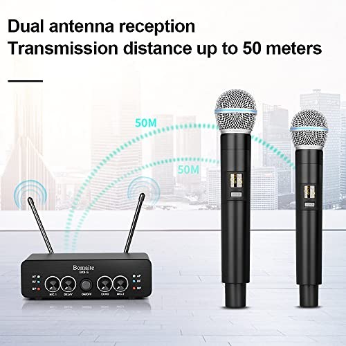 UHF Wireless Microphone System， Karaoke Microphone Wireless Mic Cordless BX9-S