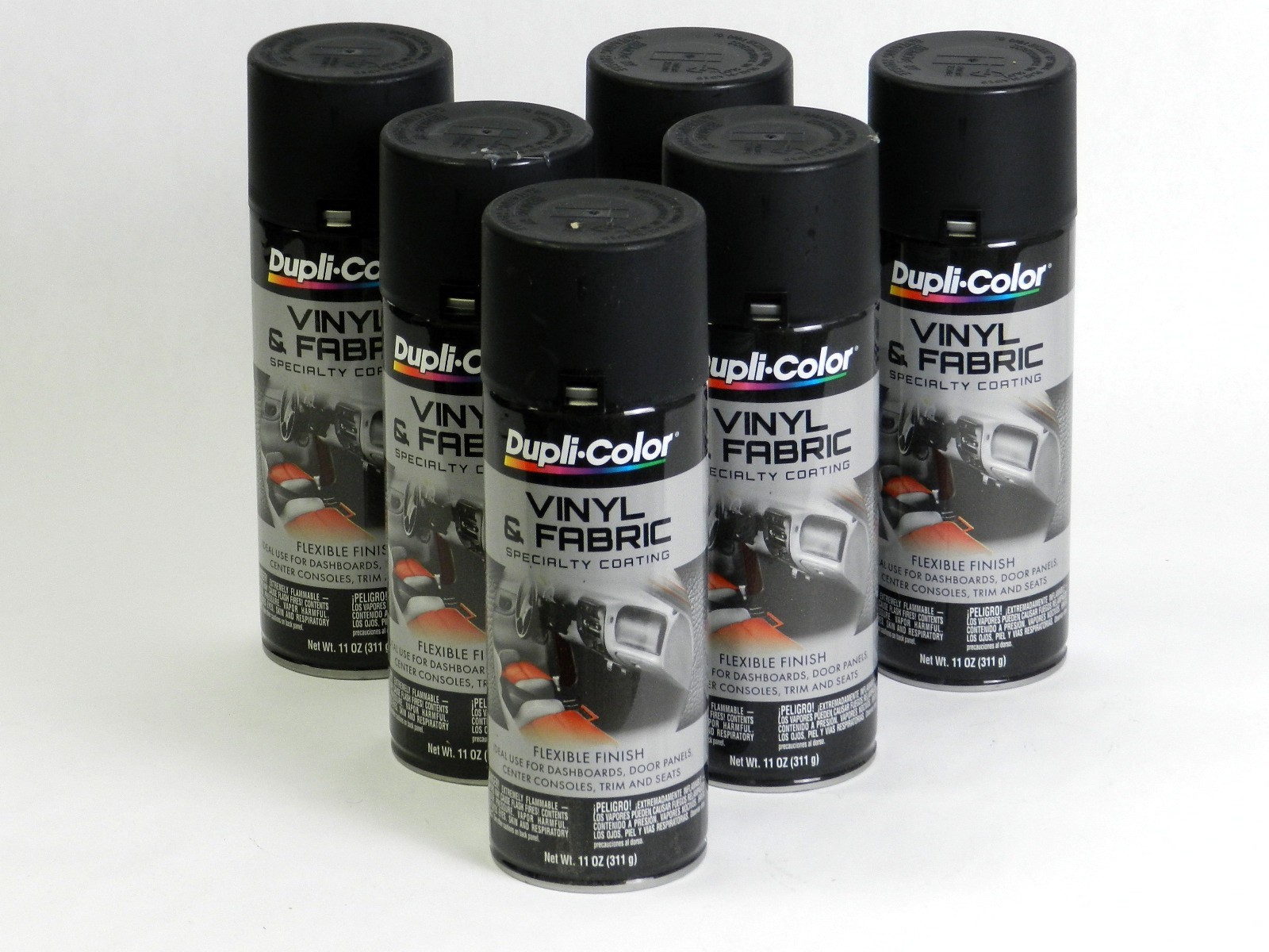 Duplicolor HVP106 (6PACK) Vinyl & Fabric Spray High Performance Flat Black 11 Oz
