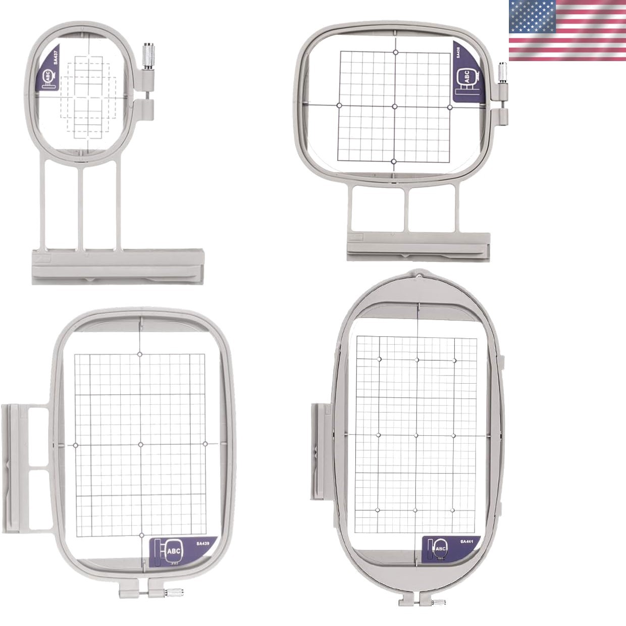 4 Hoops for Brother/Babylock Embroidery Machine SA437, SA438, SA439, SA441 Du...