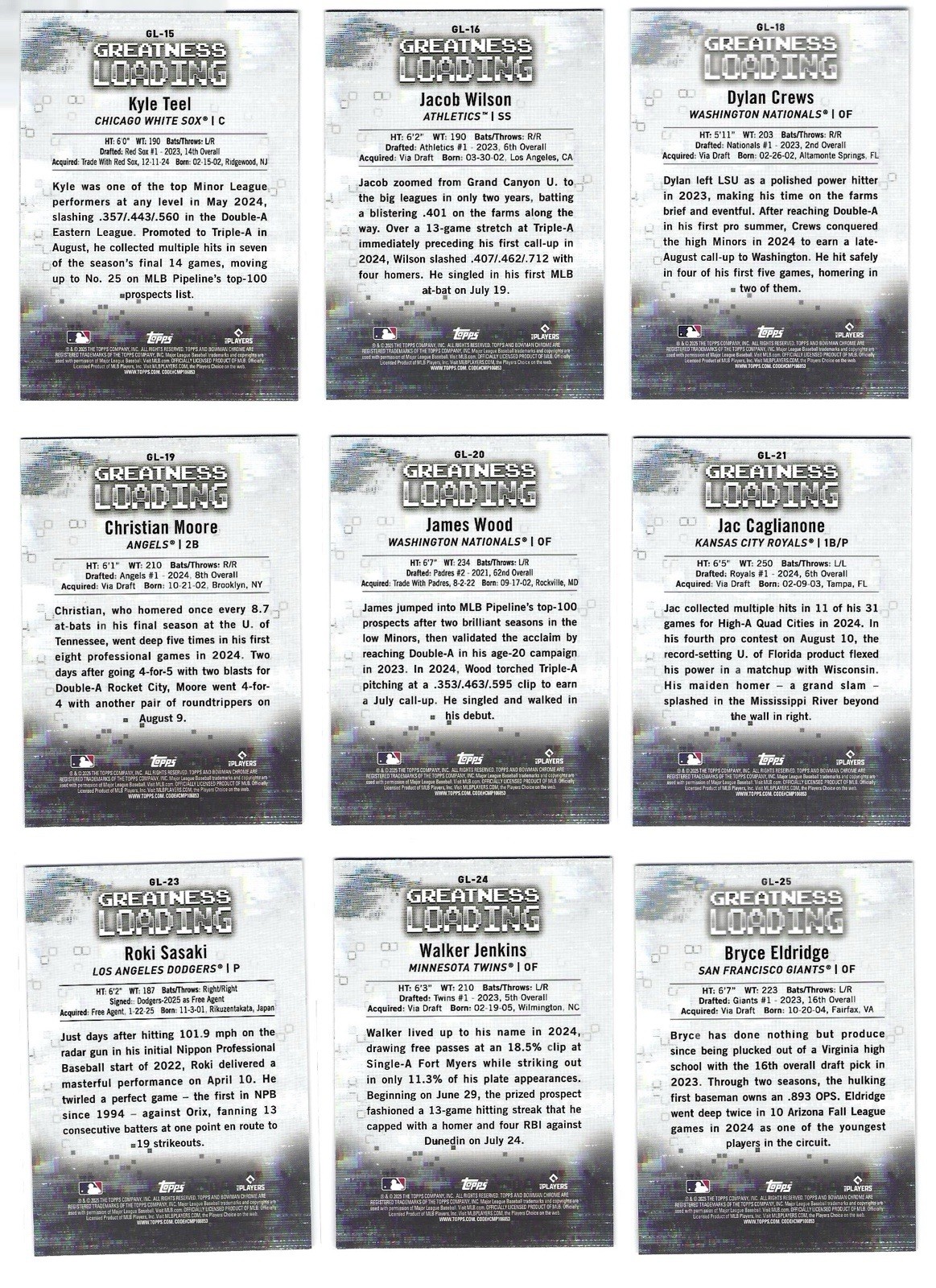 2025 Bowman Baseball- Inserts (Buy More, Save More)