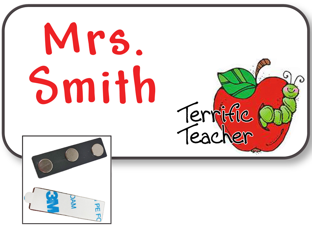 WHITE NAME BADGE TAG FAVORITE TEACHER GIFT CHRISTMAS PRESENT MAGNETIC FASTENER