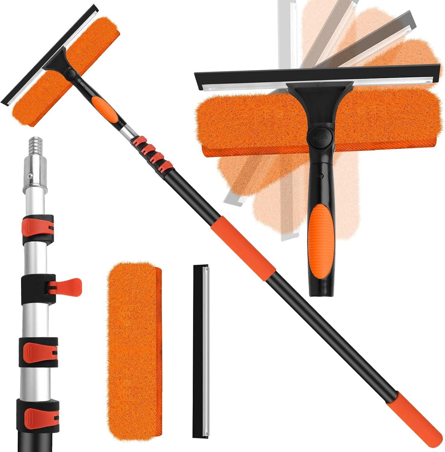 26FT High Window Cleaning Kit with Pole,2 In1 Professional Window Squeegee | 5-2