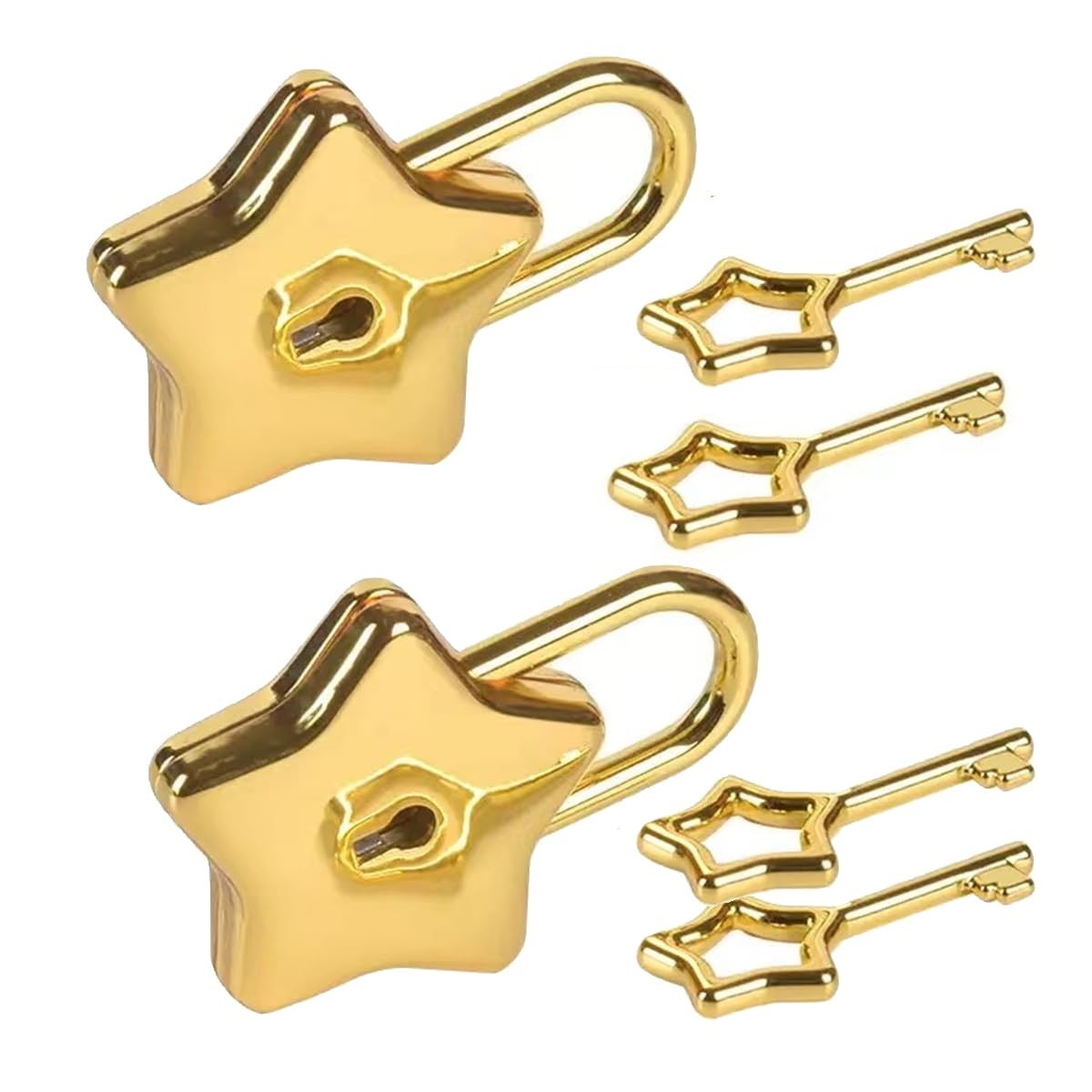 2Pack Mini Cute Star Shaped Padlock with Key for Jewelry , Purse, Handbag, Ca...