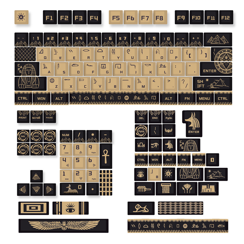 Ancient Egypt Pharaoh Theme Keycaps PBT Dye-sub 140 Keys for Cherry MX Keyboard