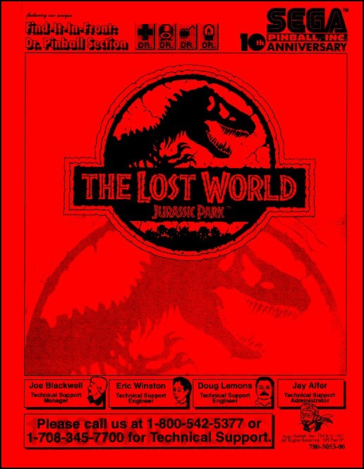 Jurassic Park Lost World Operations/Service/Repair/Troubleshooting Manual vD