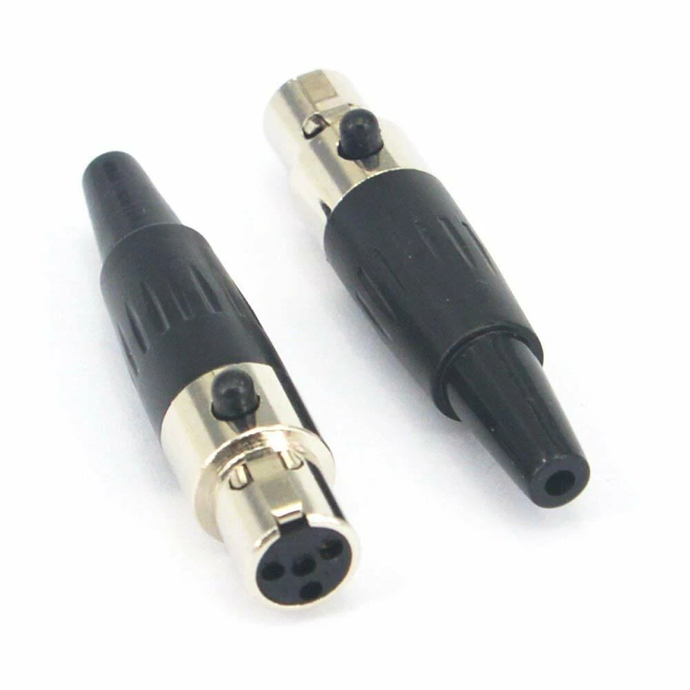 2/4X Mini XLR TA4F 4-Pin Female Audio Connector Microphone Cable Socket Adapter