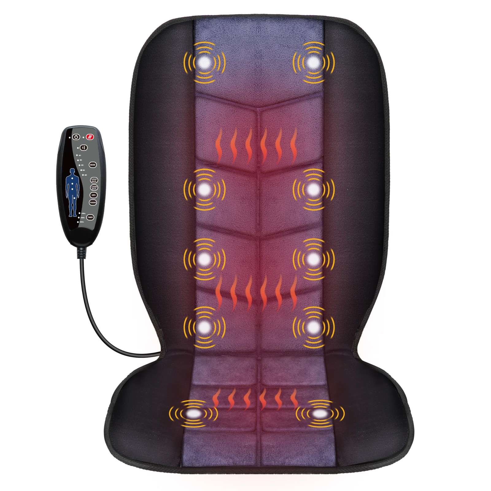 CILI Massage Chair Pad,Back Massager with Heat,Massage Seat Cushion Black