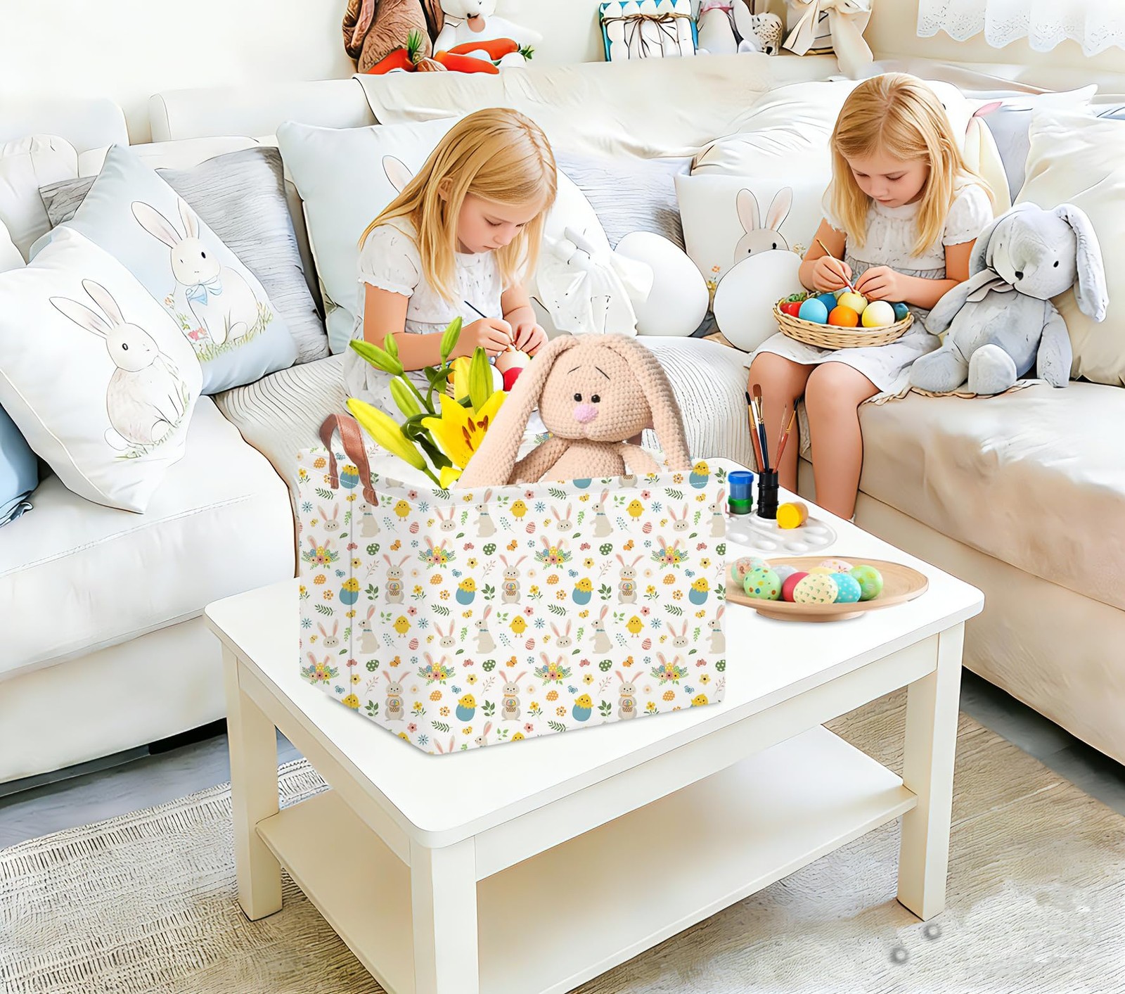 NTAOHAMPER Rectangular Easter Eggs Basket Empty,Toys Bin with Handles,Baby Ro...