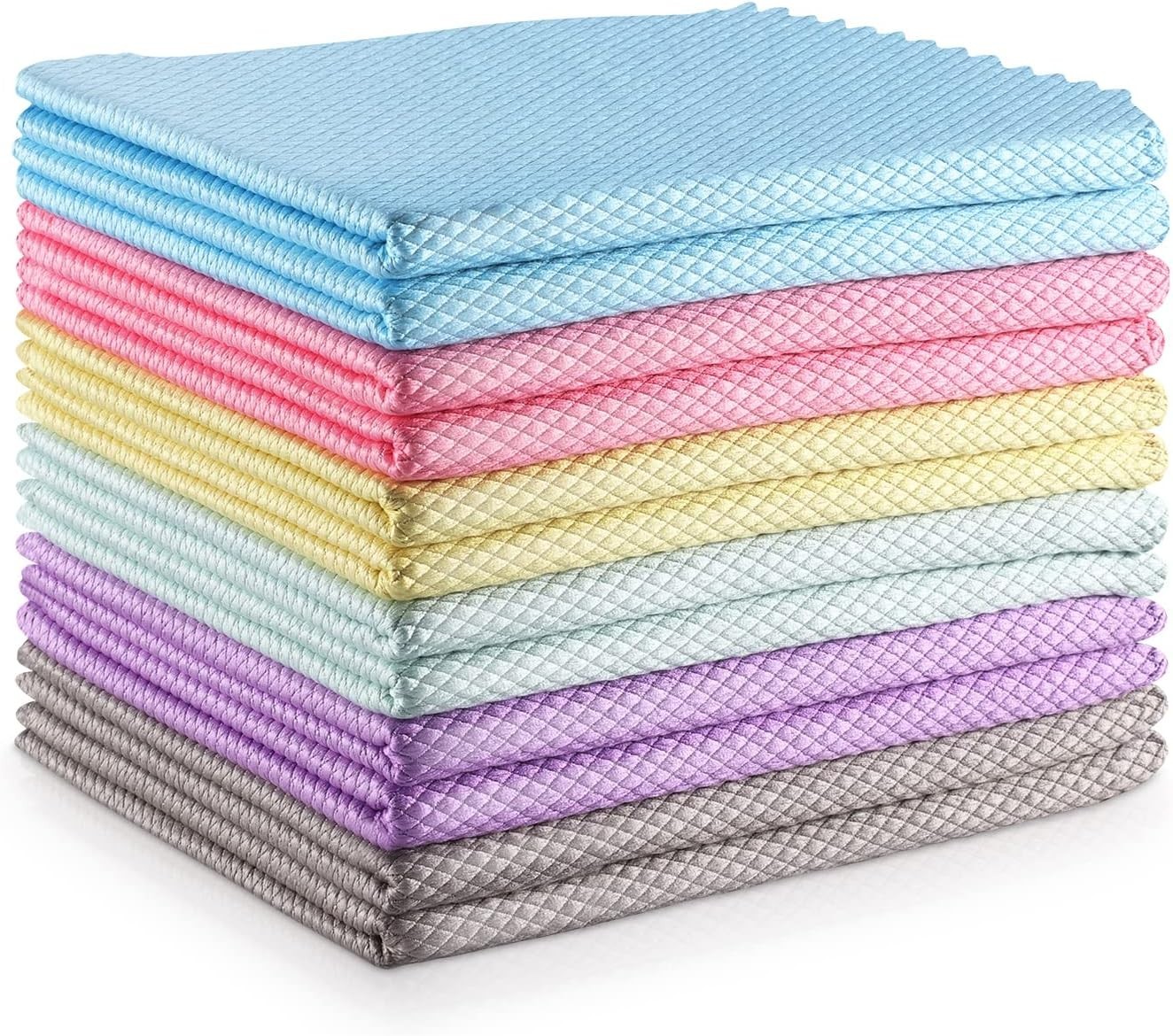 All-Purpose Fish Scale Microfiber Cleaning Cloths - 12 Pack, Lint-Free & Durable