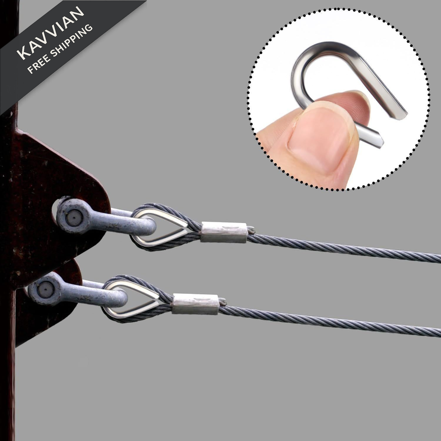 50 Pack Wire Rope Thimble 304 Stainless Steel Thimbles M3...