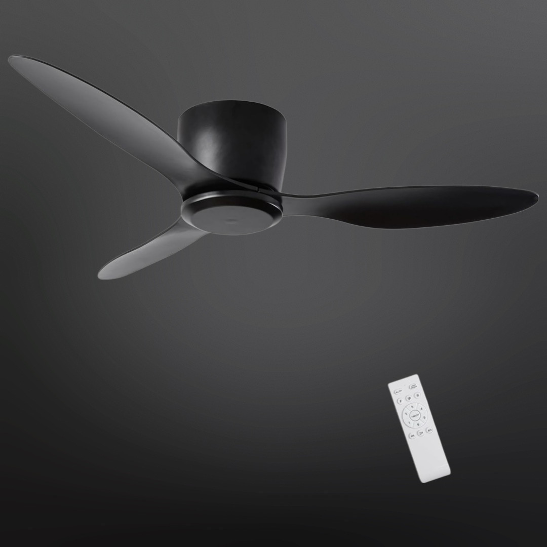 42" Black Ceiling Fan No Light Remote 6-Speed Reversible DC Motor