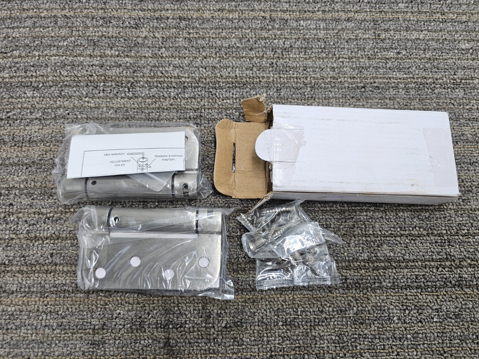 (QTY 2) HOSOM Self Closing Door Spring Loaded Hinges 4 Inch Brushed Nickel