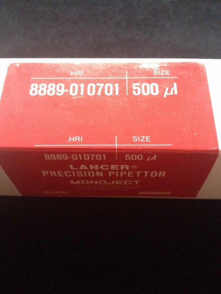 Lot of 2 NEW LANCER  Precision Pipettor 500 uL Automatic Pipette 8889-010701