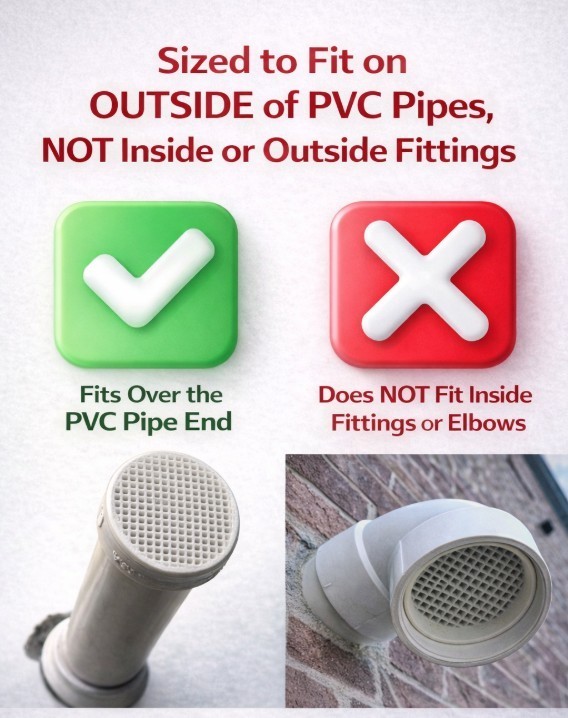 4" PVC Pipe End Cap with Integral Screen for Socket Fit on 4-1/2" OD Pipe