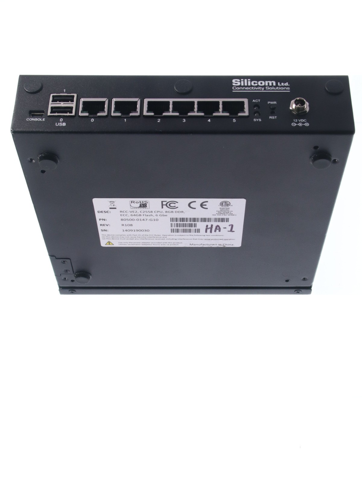 Silicom RCC-VE2 Network Appliance C2558 CPU 8GB RAM 64GB Flash 6-Port GbE