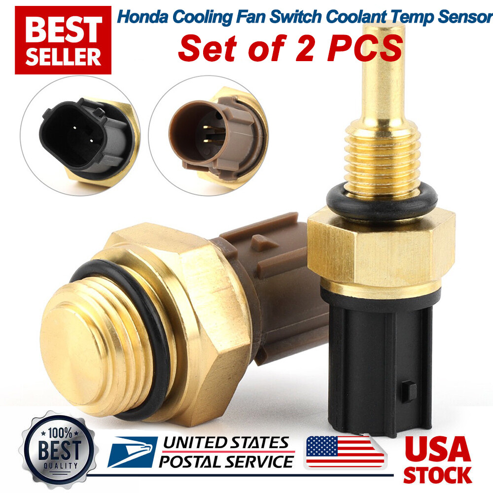Set of 2PCS Honda Cooling Fan Switch Coolant Temp Sensor For Accord CR-V Civic
