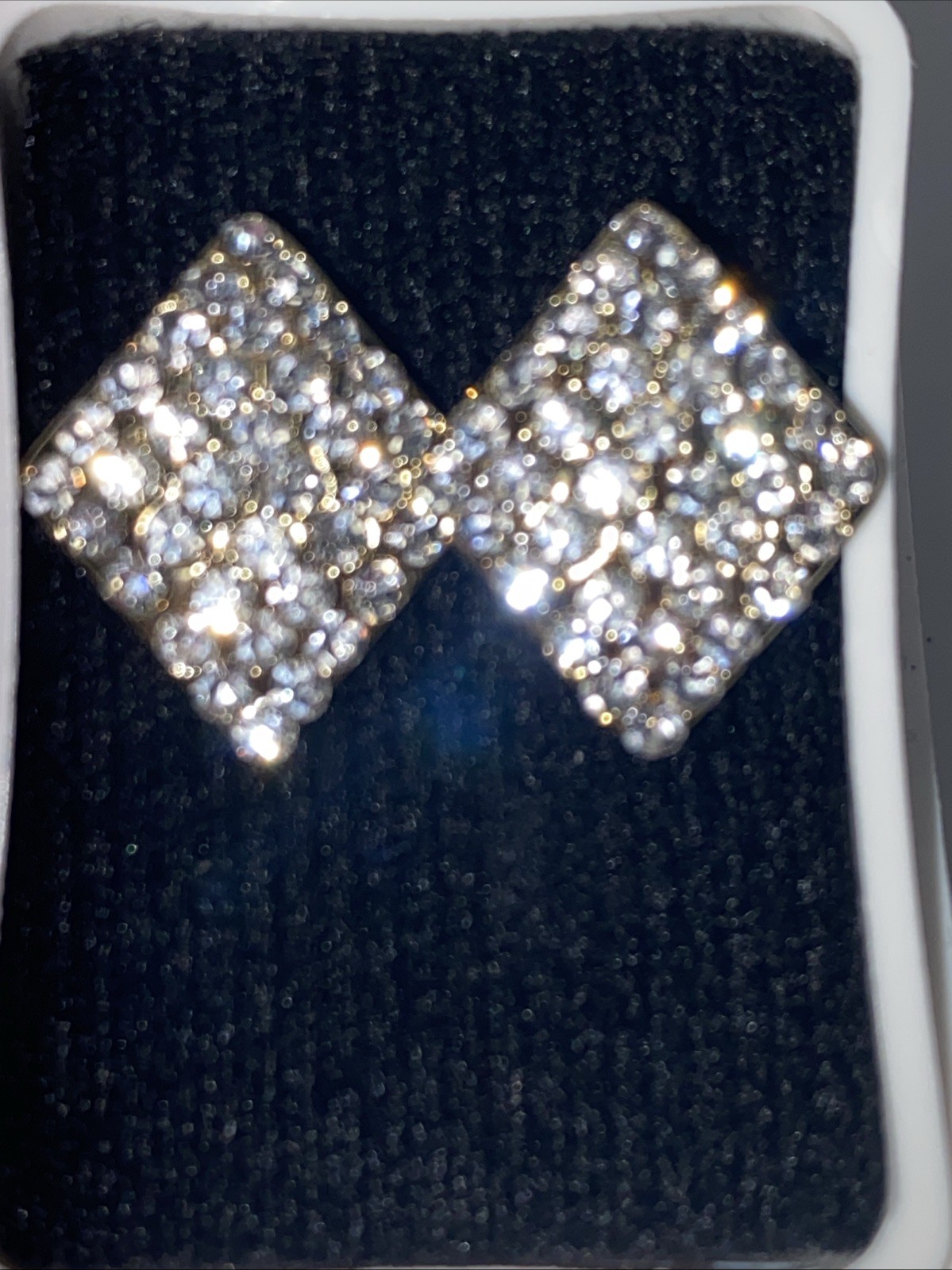 14k Yellow Gold Plated. Huggies Hoop Earrings With White Cz. Made In USA. New