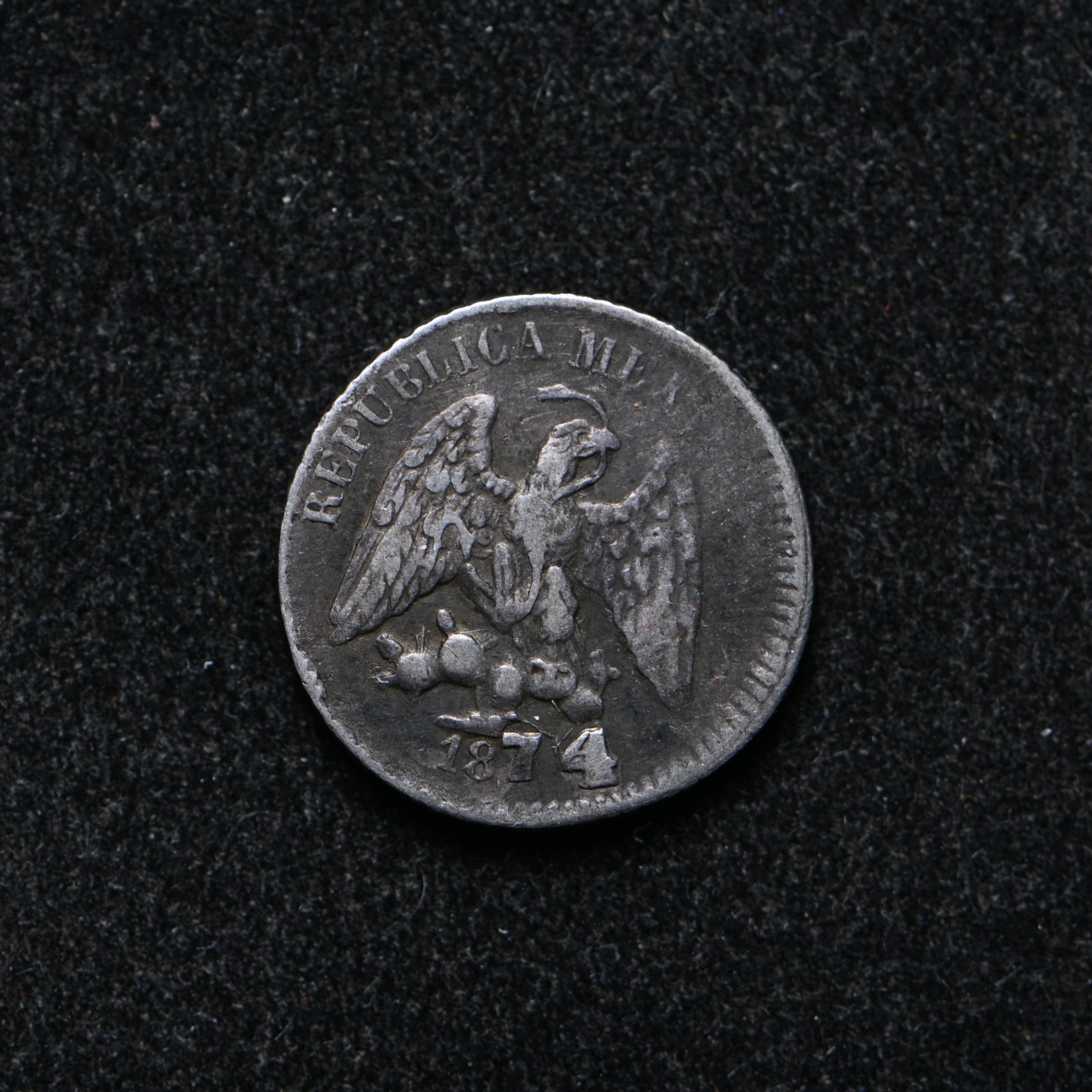 1874-CH M Mexico 5 Centavos Silver Coin Crud Date (cn16775)