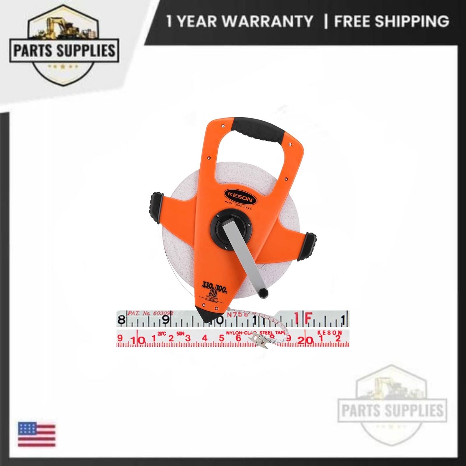 NRS18M330 Keson Dual-Scale 0.375in Nylon Clad High-Speed Rewind Steel Tape