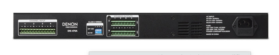 Denon DN-470A 4-channel Class-D amplifier designed for 70V/100V applications