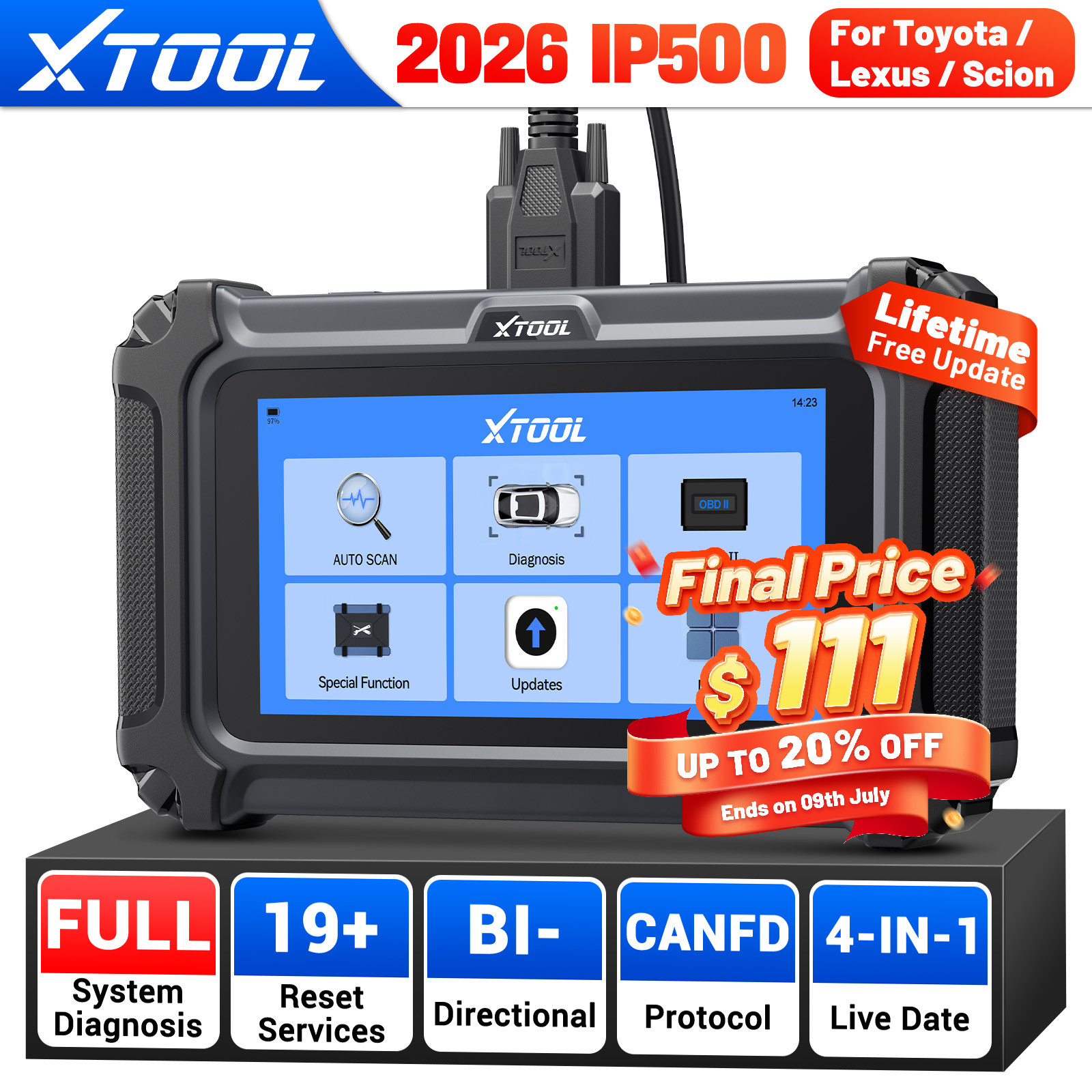 XTOOL Bidirectional Car OBD2 Scanner Full Diagnostic Tool for Toyota Lexus Scion