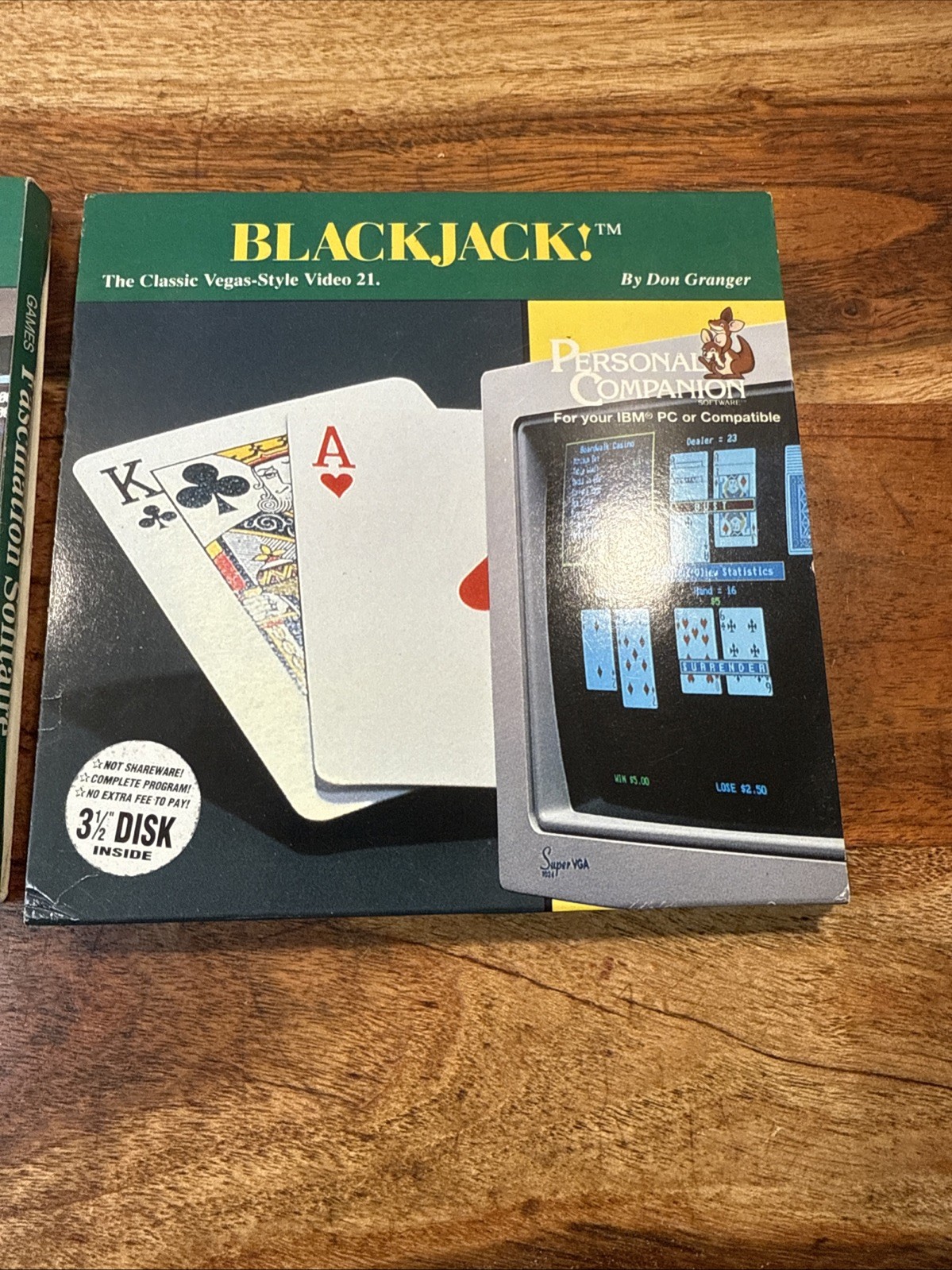 Vintage 1994 Personal Companion 3.5” Floppy Disk Programs Blackjack & Solitaire