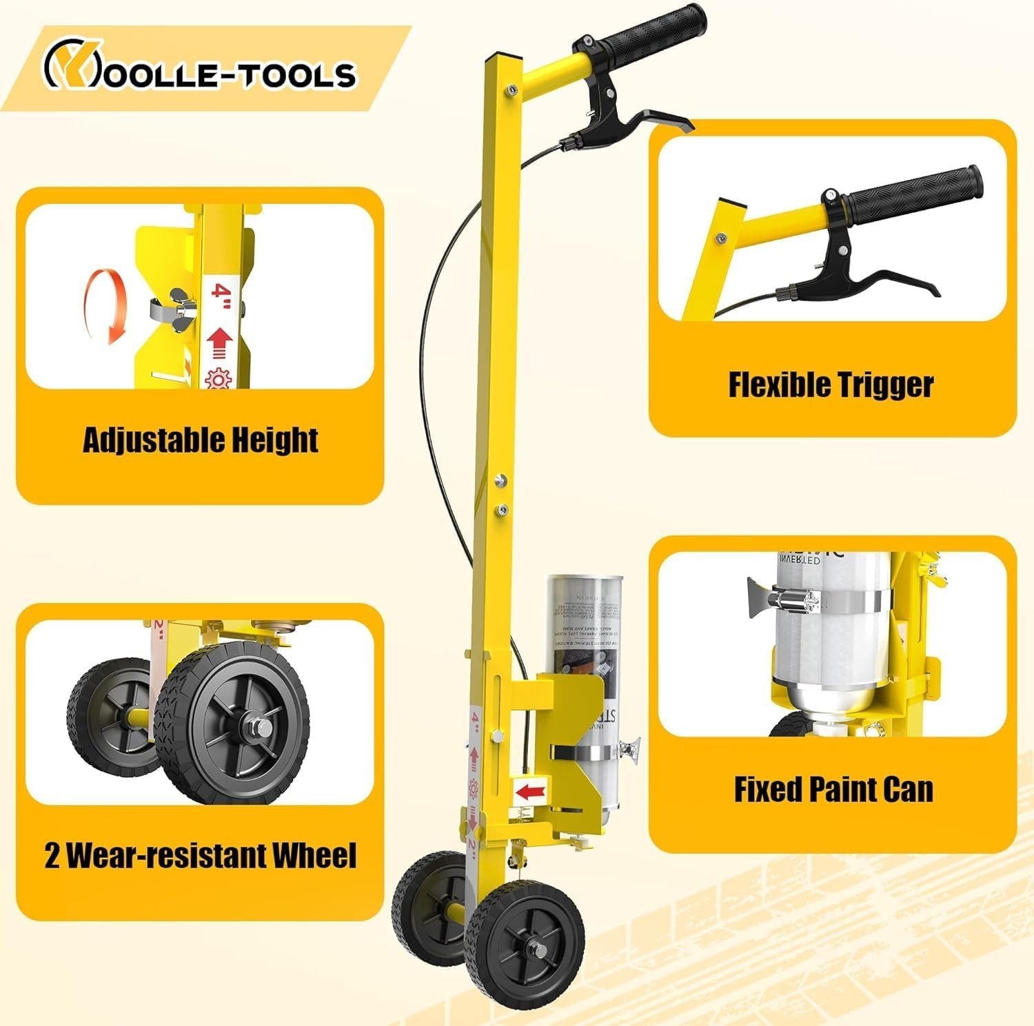 Effortless Line Marking Wand: Two-Wheel Stability & Adjustable Stripe Width 2-4"