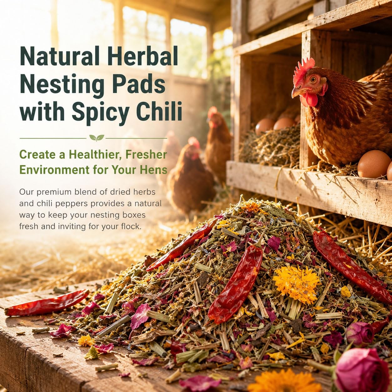 RAINFLOW Chicken Nesting Herbs 10oz Natural Dried Herb Blend for Nesting Box...