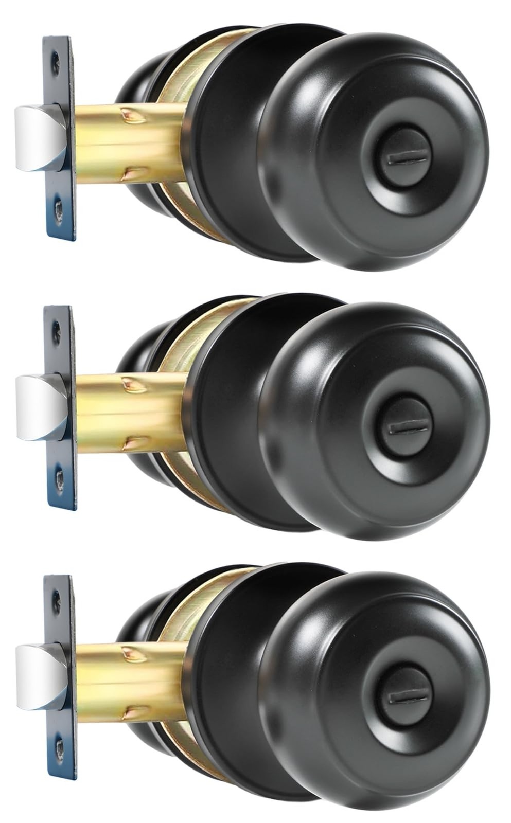 KAMOTA Privacy Door Knobs, 3 Pack Matte Black Heavy-Duty Door Knobs, Interior...