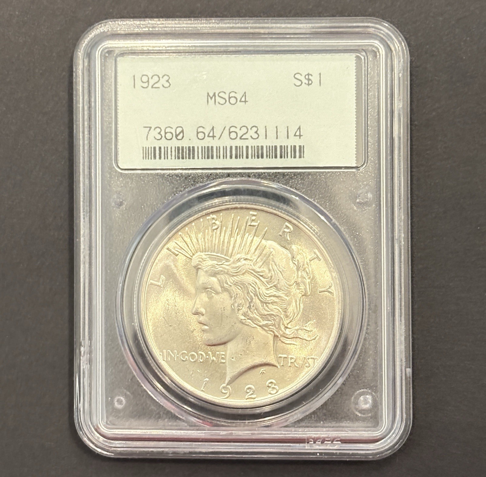 1923 Peace Silver Dollar — PCGS MS64 🔥 Vintage OGH 2.1 Holder