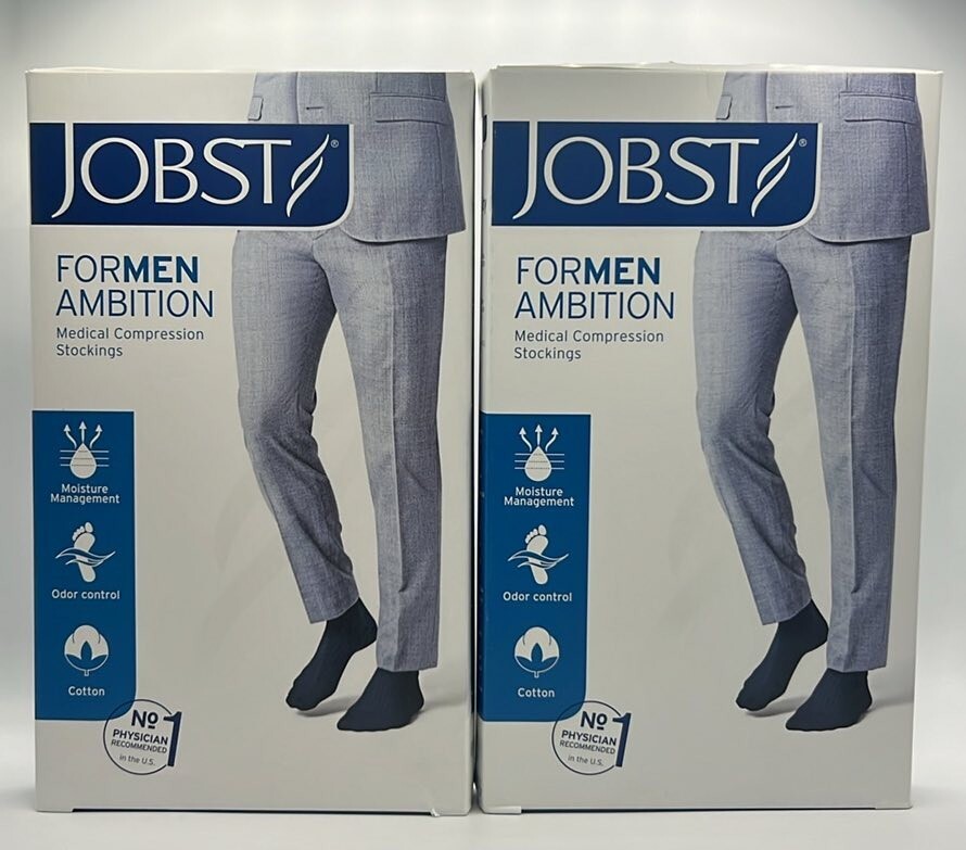 2PK Jobst For Men Ambition Compression Stockings ~ SIZE 1 ~ NAVY ~ 2 TTL ~ NEW