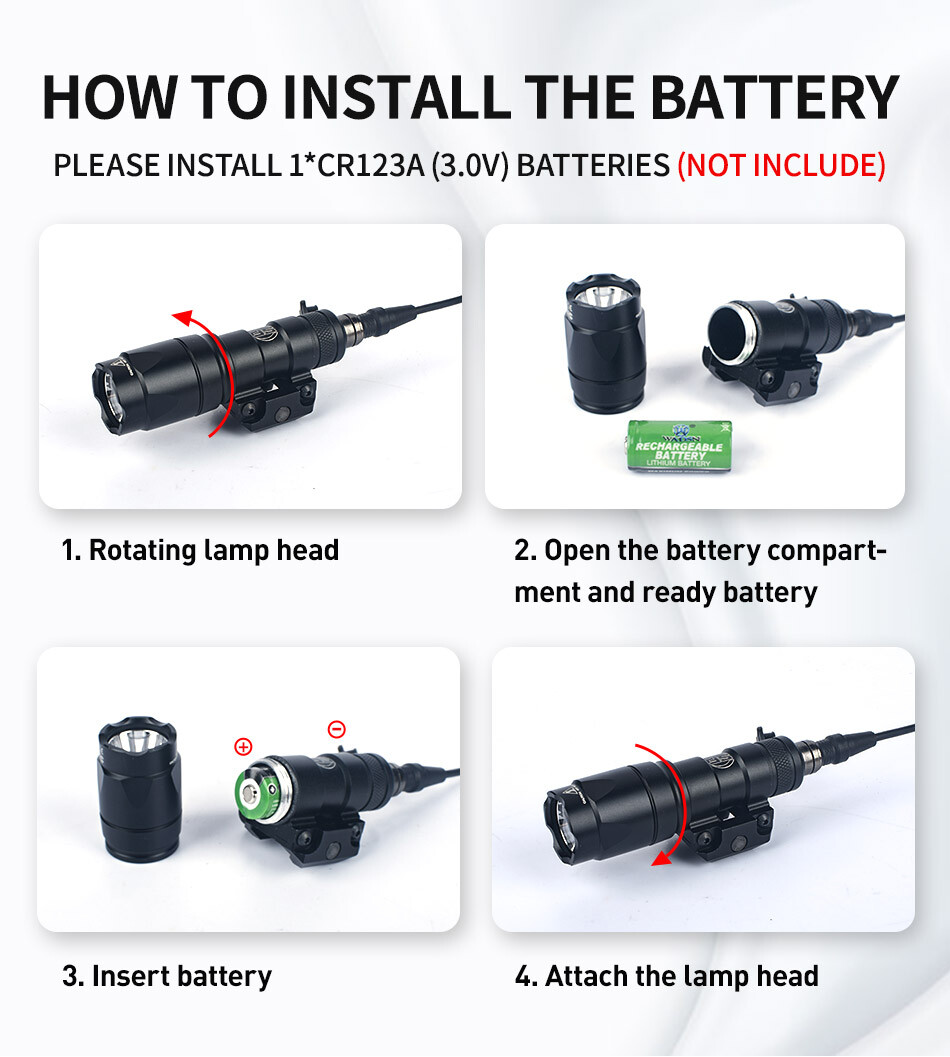 Tactical Weapon Light LED Flashlight Remote Switch Constant Momentary for M300B