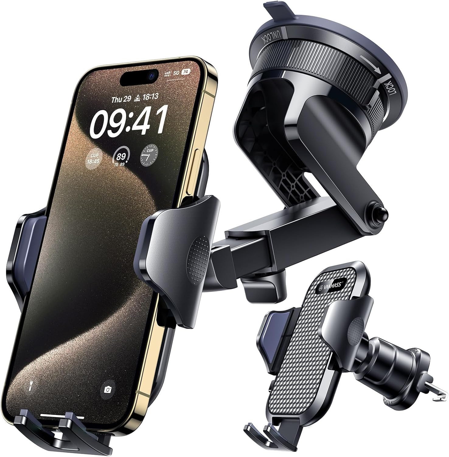 [2026 True Military-Grade] Car Phone Holder  [Upgraded Strongest Suction & Clip]