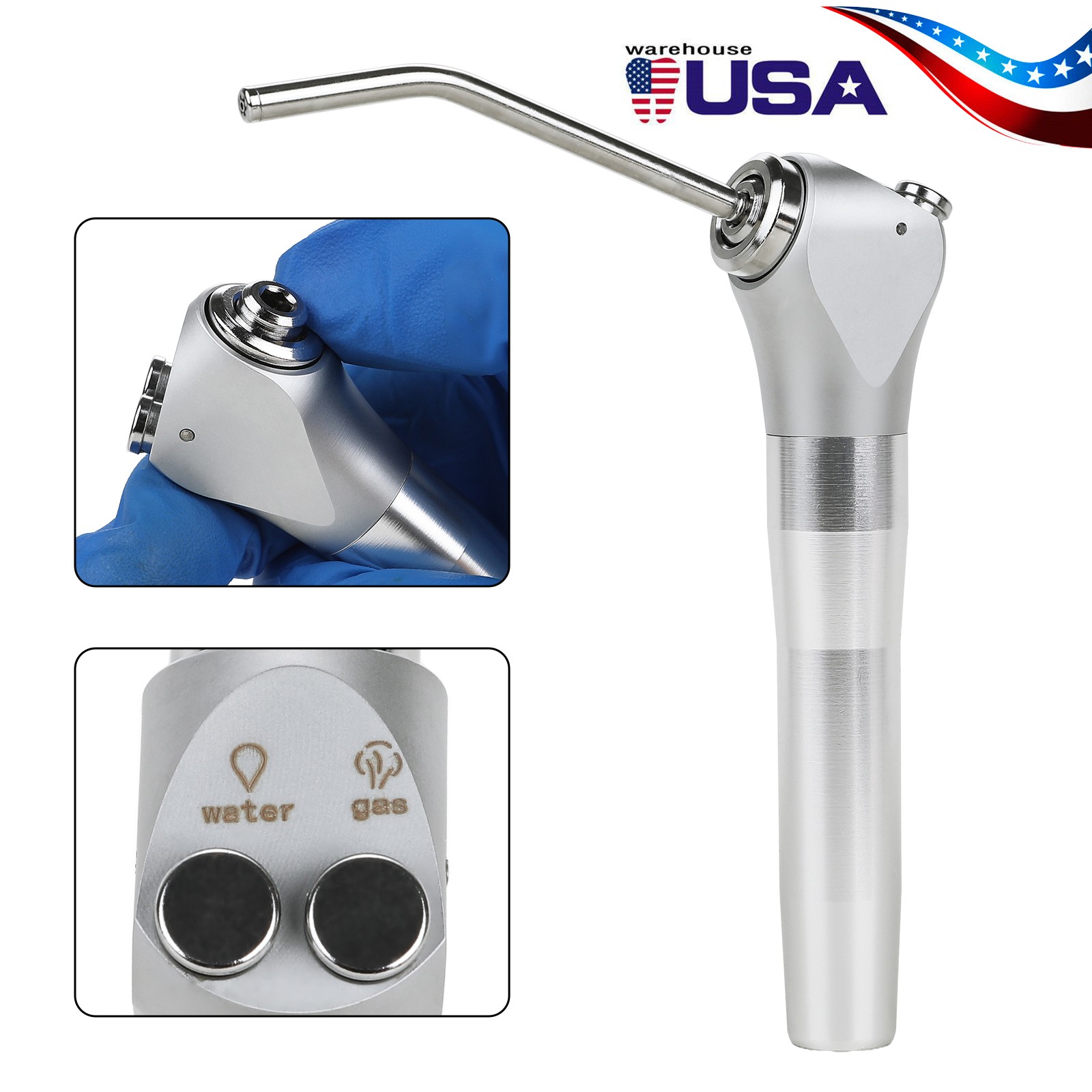 US Dental Air Water Spray Triple Syringe 3 Way Handpiece w/ Nozzles/Tips/Tube