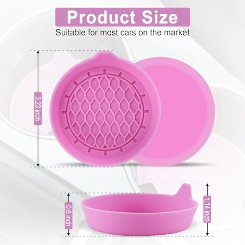 SINGARO Silicone Car Cup Holder Coasters, Non-Slip Cup Holders, 4 Pack Pink