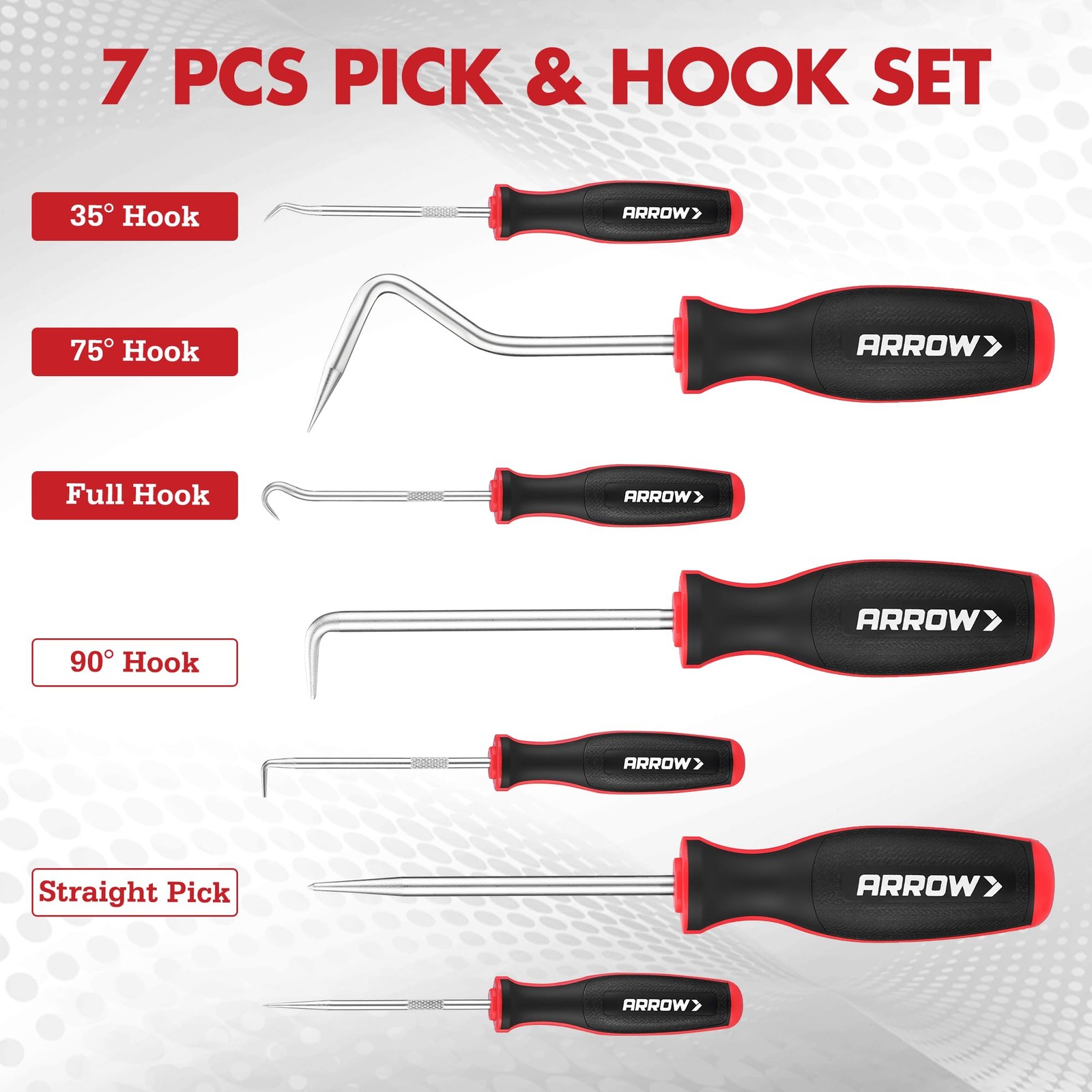 ARROW 7-Piece Hook and Pick Set with Storage Bag, Long & Mini Precision Pick...